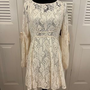 Free People cream lace dress.